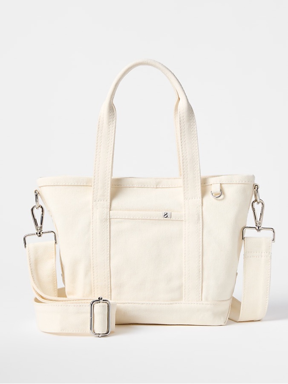 LOFT Cream Canvas Tote with Removable Strap